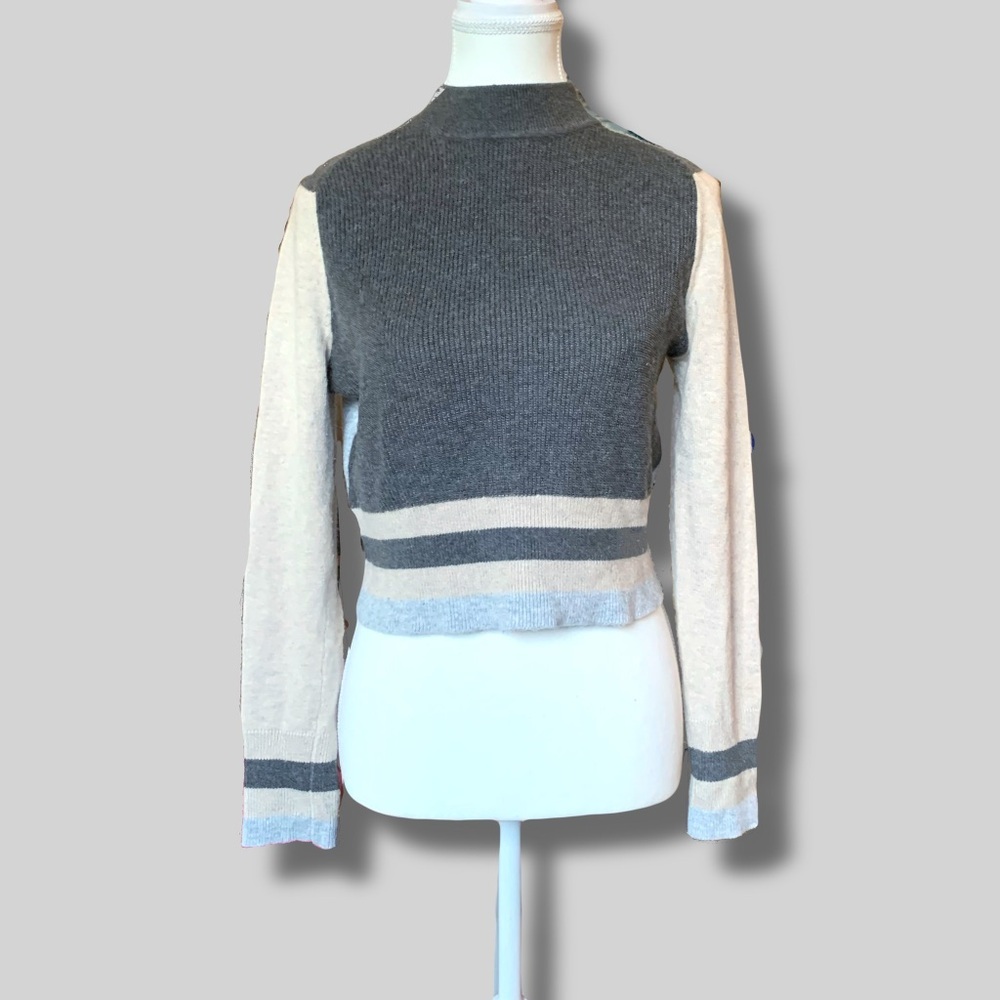 Women’s Small Olivaceous‎ Neutrals Mock Neck Sweater Wool Coquette Twee Preppy